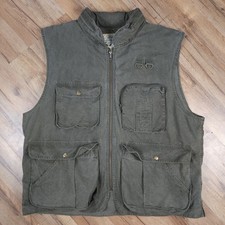Vintage Banana Republic Safari Travel Vest Adult XL Olive Cotton Hooded Utility