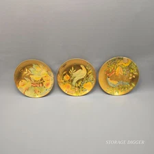 VTG 3 Andrea by Sadek Toscana Gold Leaf Brenda Walton Hand Painted Bird Plates