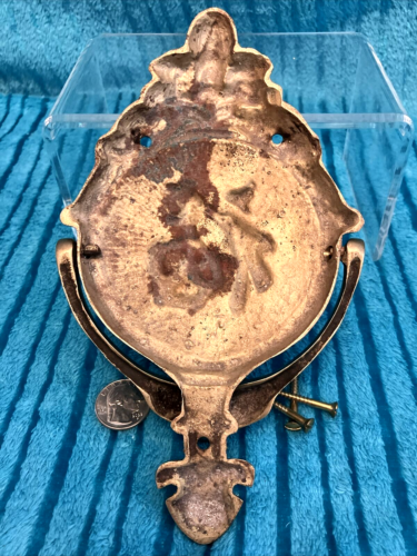 Vintage Heavy Cast Brass Chinese Style Devine Blessing Door Knocker & Screws - Picture 8 of 9