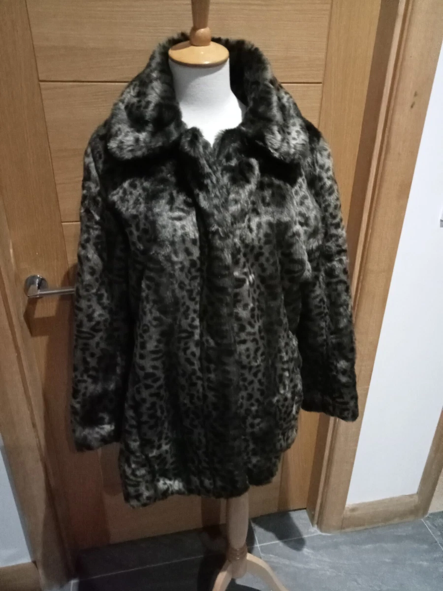 Womens SIMPLY BE Faux Fur Grey Animal Print Jacket Size 14 eBay