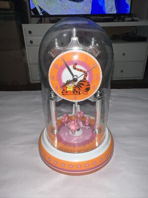 Disney Tigger Anniversary Quartz Clock Ceramic Chrome Glass TESTED EXCELLENT! 