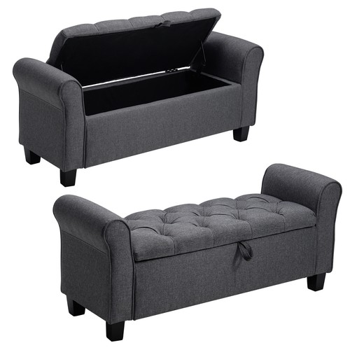 Ottoman Storage Box Chesterfield PU/Velvet Chair Blanket Pouffe Bench Footstool- - Picture 8 of 48