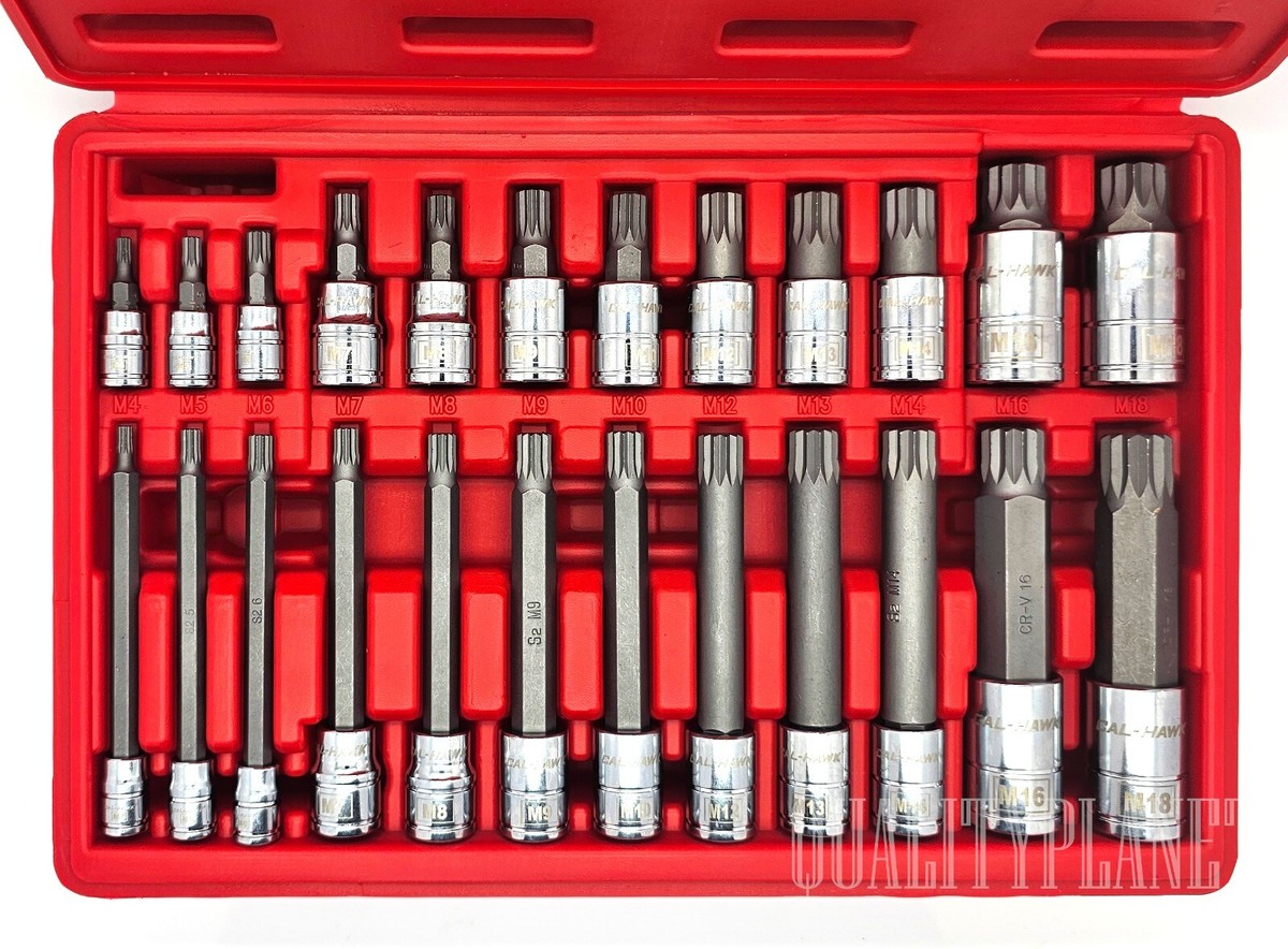 24PC XZN Triple Square Spline Bit Tamper Proof 1/4