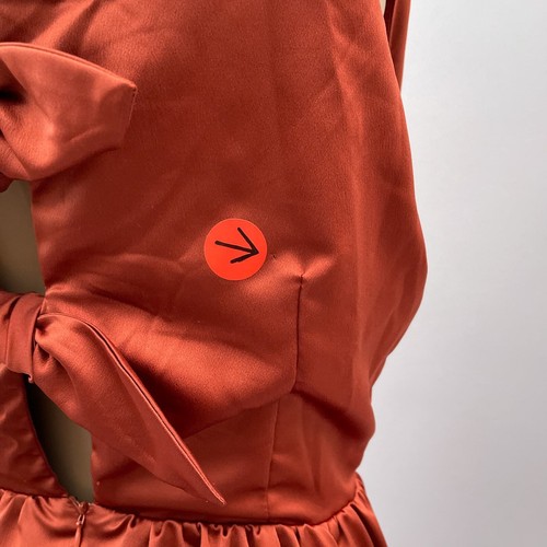 BHLDN Anthropologie Dress Women US 14 Canyon Rust Orange Satin Bow Back Formal - Picture 6 of 11