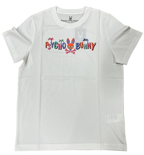 Men's Psycho Bunny White Jackson Hand Drawn T-Shirt - 4/S