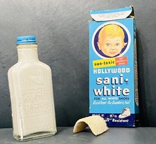 VINTAGE 70s HOLLYWOOD SANI-WHITE SHOE POLISH BOX ADS GREAT GRAPHICS