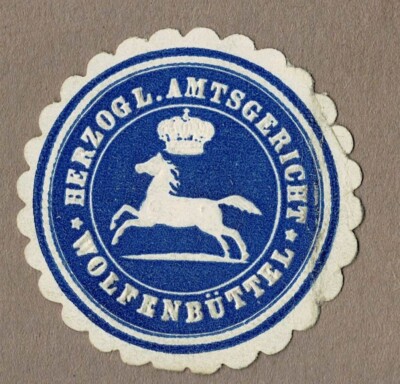 Siegelmarke Braunschweig: HERZOGL. AMTSGERICHT WOLFENBÜTTEL