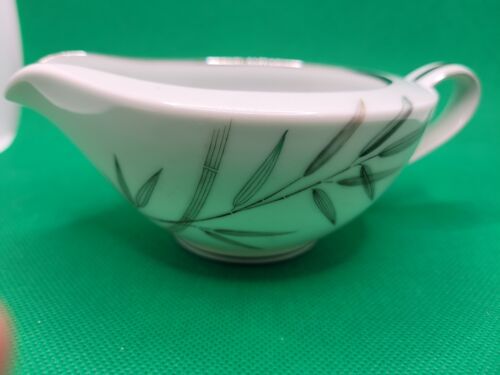 NORITAKE Bambina Fine China Creamer Silver & Green Bamboo - Picture 2 of 4