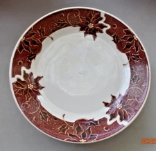 4 ~ Gibson Elite 10" Poinsettia Christmas Dinner Plates #GID518 VTG 2000