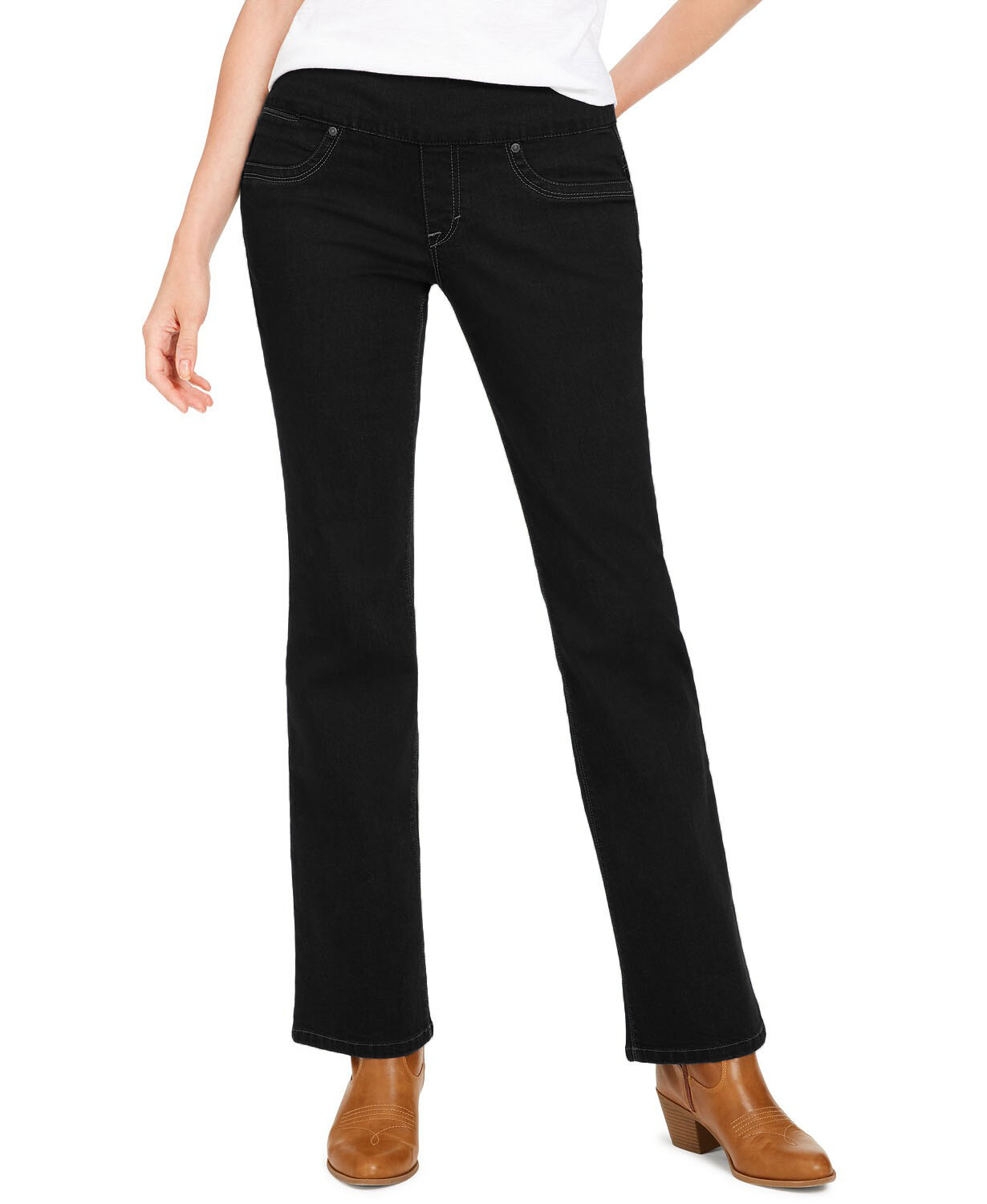 Style u0026amp; Co Womenu0026#039;s Ella Pull-On Bootcut Jeans Black Size Medium |  eBay