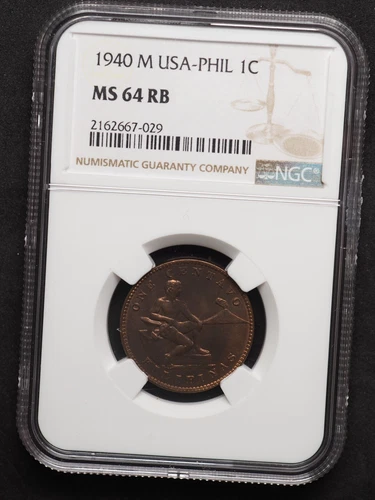 1940  * M * PHILIPPINES 1 CENT *NGC MS64 RB* FREE SHIPPING! G1530