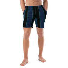 Black and Blue Vertical Striped Custom Print Men's Swim Trunks 2XS-6XL