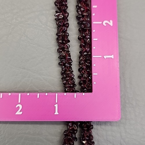 Vintage Granat Halskette Chip Perlen lila rot gewebt endlos 24" - Bild 9 von 10