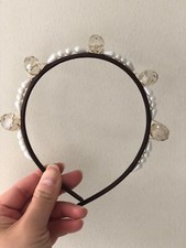 Women and kids new beaded design on a brown satin headband. Great for layering h
