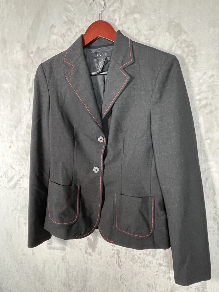 Blazer para mujer The Limited talla S negro gris rojo detalles el traje de viaje perfecto Foto 3 de 4