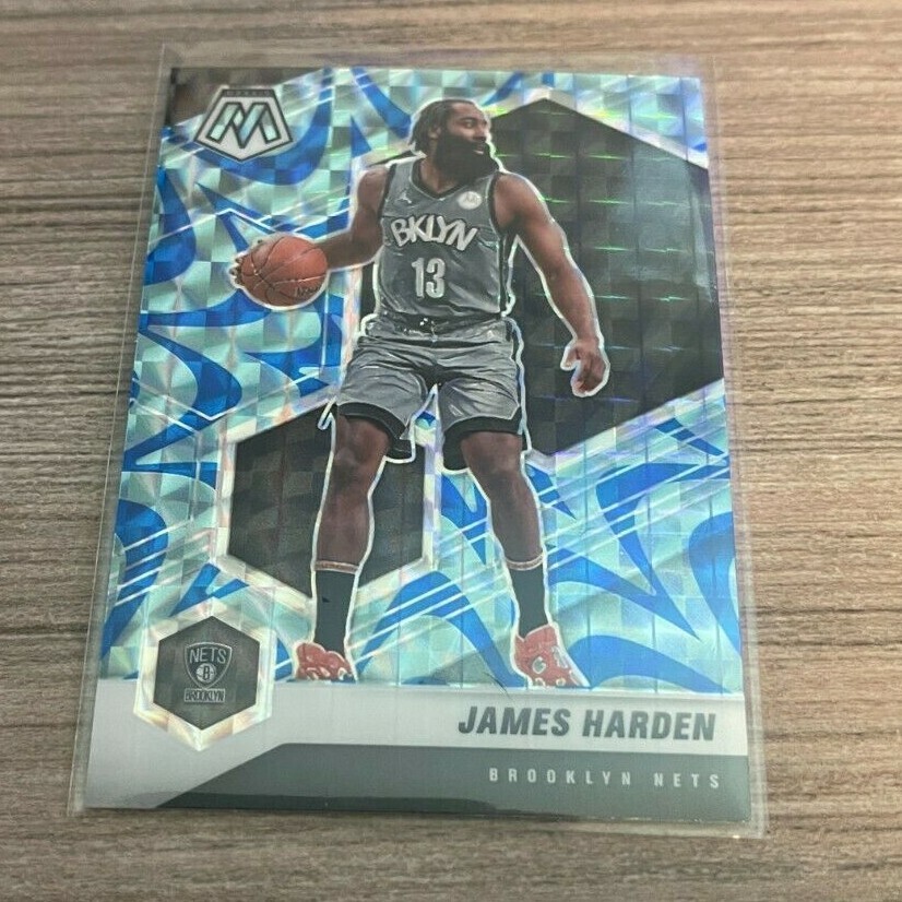 2020-21 Panini Mosaic NBA James Harden Blue Reactive Prizm Card #173