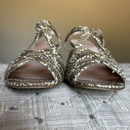 Stuart Weitzman Overture Cream & Black Snakeskin Print Strappy Sandal Women 6.5 - Picture 10 of 16