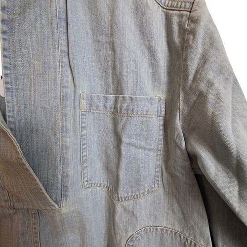 Heyson Womens Washed Denim Long Sleeved Collared Tunic Top Blue Large Lagonlook - Picture 6 of 24