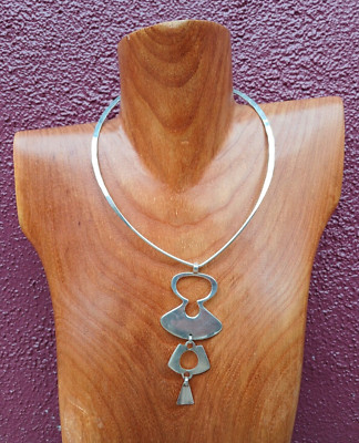 DAVID ANDERSEN NORWAY VINTAGE STERLING SILVER MODERNIST PENDANT NECKLACE