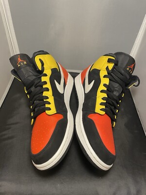 Nike Air Jordan 1 Mid SE Amarillo Orange Mens Sneakers Gym Shoes