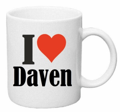 Kaffeetasse I Love Daven Keramik Höhe 9,5cm in Weiß