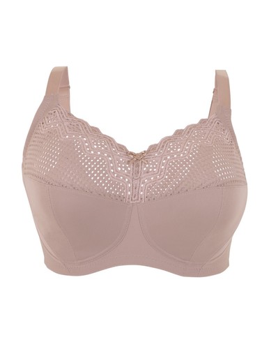 Glamorise COMFORT LIFTING Support Bra 48F Soft~Geometric~Lace WIRELESS Taupe NEW - Picture 15 of 24