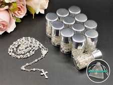 Collar Rosario Transparente EE. UU. 12 piezas en Tarro de Plata de Vidrio Perfecto para Souvenirs de Boda