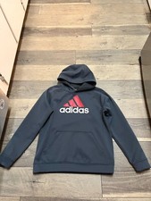 adidas gray hooded logo sweatshirt hoodie size L 14-16