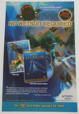 Atlantis The Lost Empire Print Ad Movie Poster Art Promo Official Disney Vhs Dvd Ebay