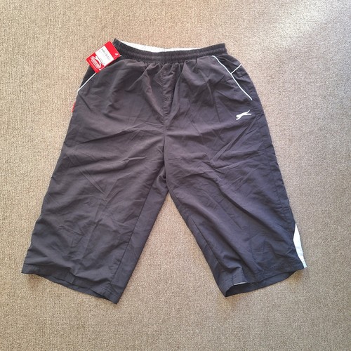 Mens XL Black Slazenger 3/4 Three Quarter Length Tracksuit Bottom Pants Shorts