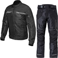Openwork Air Motorcycle Jacket And Trousers Black Kit by Black All-Season Bundle