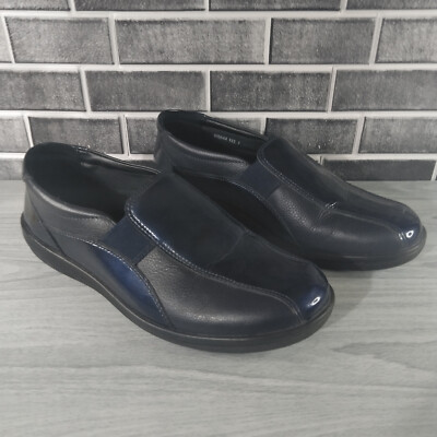 Ladies Padders Extra Wide Fit Navy Black Leather Slip On Shoes SKYE size  3E UK