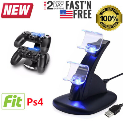 Dual USB Charger LED Station Dock Fast Charging Stand For Sony PS4 Controller US