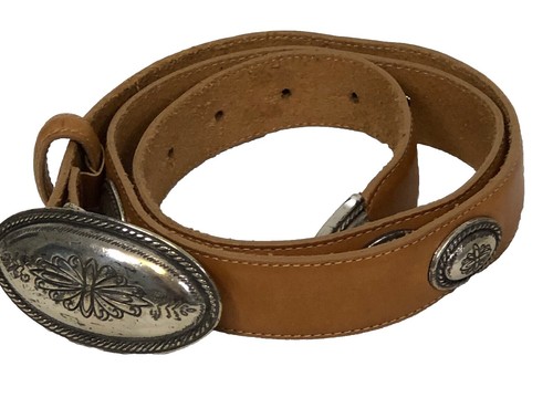 Womens Brighton Belt Brown Leather Western Silver Concho  display picture 1
