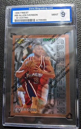 1996 TOPPS FINEST WC #69 ALLEN IVERSON ROOKIE CARD RC SIXERS HOF ISA 9 MINT