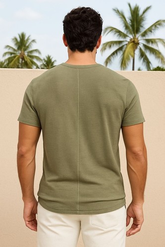 Adrianna Papell Olive V-Neck Waffle Knit Short Sleeve Urban Top XL Rayon Blend - Picture 3 of 8