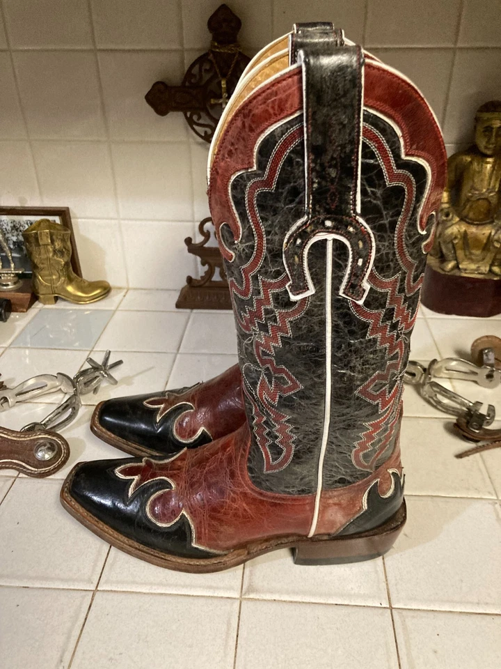 BOTAS DE BAILE DE RODEO RANCHO VAQUERO OCCIDENTAL VINTAGE HERRADURA MACIE BEAN LUCKY HORSESHOE 7,5 M Foto 4 de 4