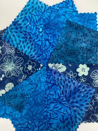 40 5" Quilting Fabric Squares Pre Cut Quilting Charm Ocean Batiks - Picture 1 of 1