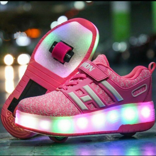 Kids Led Roller Shoes Wheelie Glowing Luminous Light Up Sneakers With