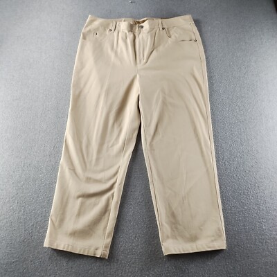 Peck & Peck Women's Pants Sz 12 Brown Weekend Elizabeth Fit Crop High Rise Khaki