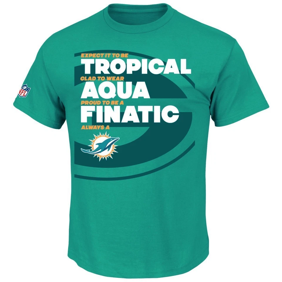 NFL T-Shirt Miami Dolphins Tropical Aqua Finatic Slogan Shirt Football