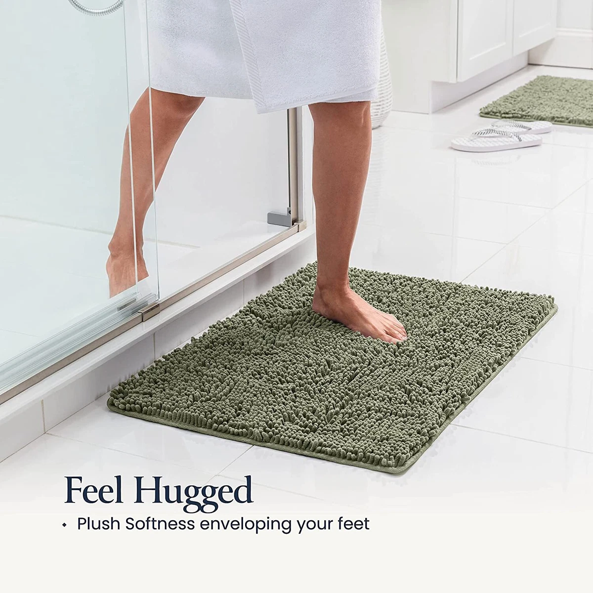 2 Piece Bathroom Rugs Bath Mat Set - Soft Plush Chenille Shower Mats for  Bathroo