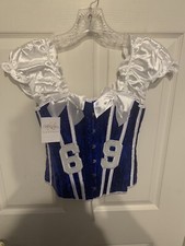 NWT Daisy Corsets Blue Football Fantasy 69 Blue Sequin Costume Adult Size S
