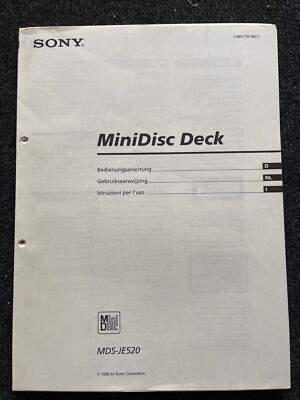 SONY MDS-JE520 Bedienungsanleitung Operating Manual