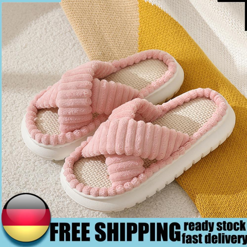 APL Scarpe slip on da donna pantofole a fascia incrociata in peluche forniture per la casa (Rosa 40 41)