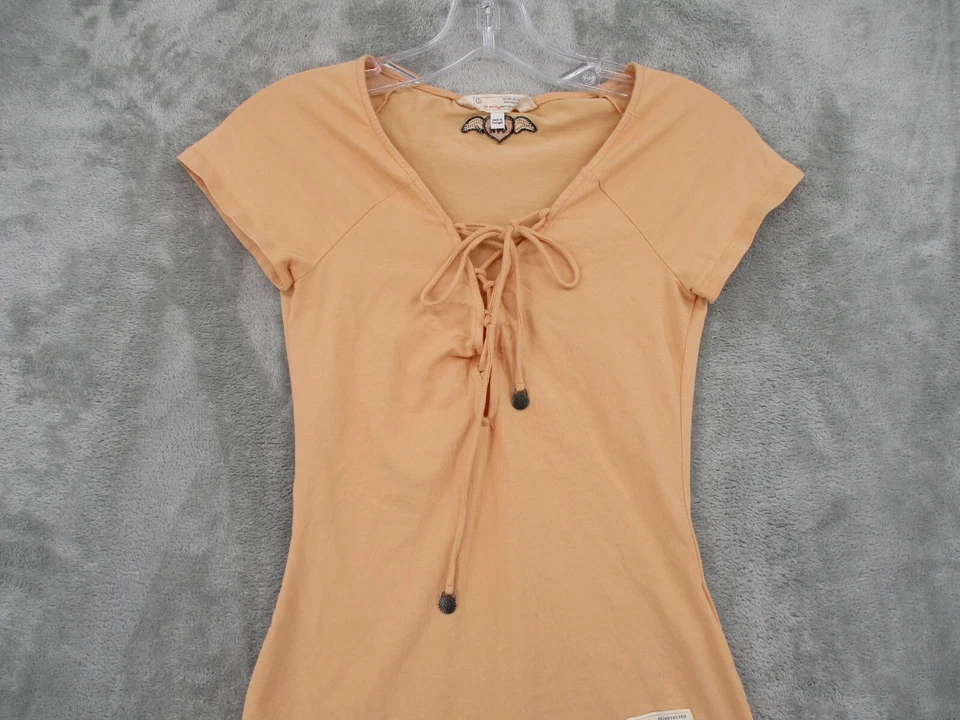 Body Odd Molly 1 EE. UU. Pequeño Corbata con Cordones Tejido Elastizado Bodycon Informal Logo Melocotón Foto 3 de 4