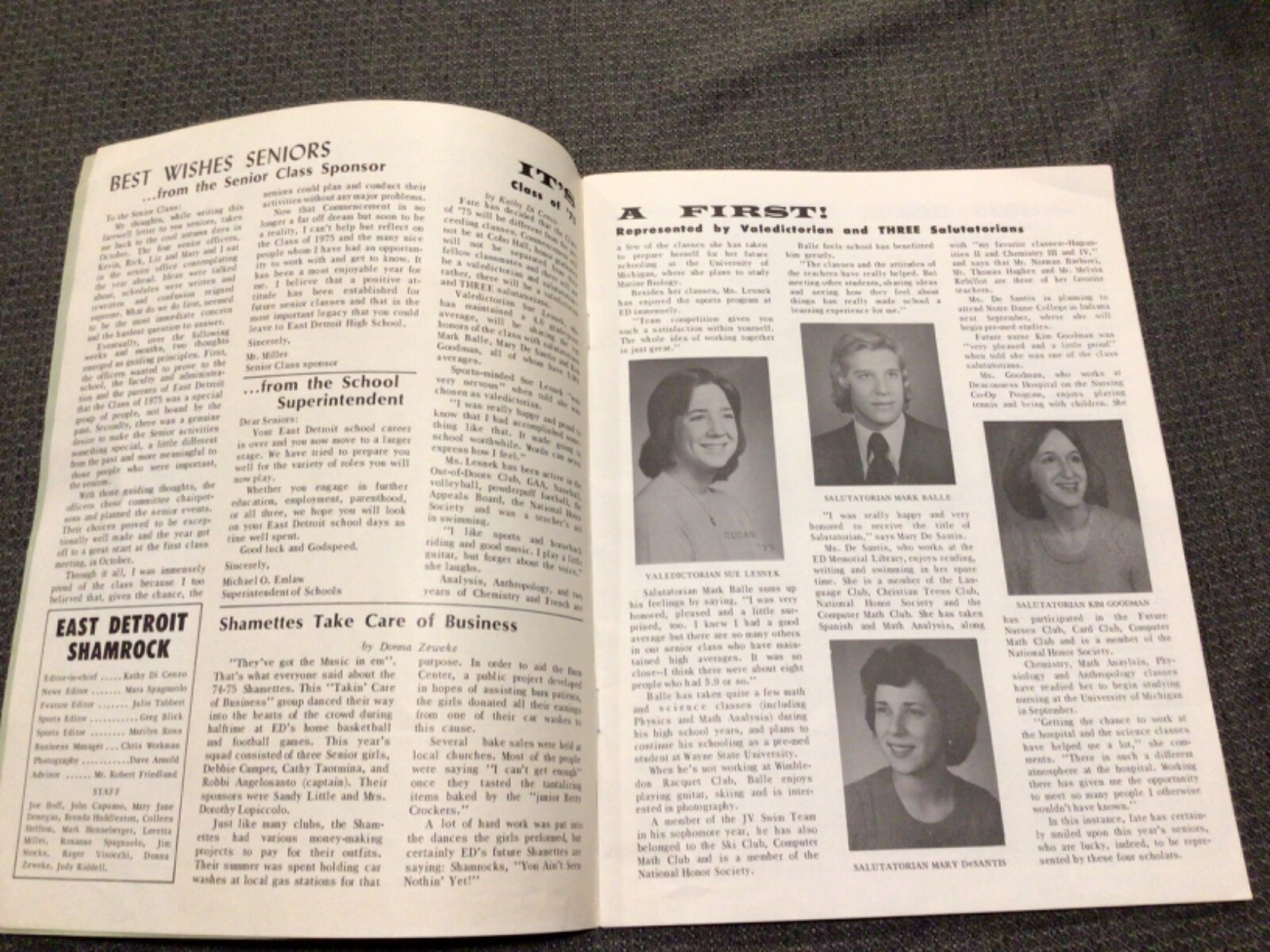 East Detroit High School Shamrock '75 Graduation Booklet eBay