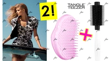 TANGLE TEEZER ROUND TOOL BRUSH + FINE & FRAGILE THE ORIGINAL DETANGLER LOT ~ 2