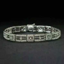 8 CT Round Cut Simulated Diamond 925 Silver Tennis Bracelet In White Gold Plated
