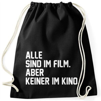 Gym bag with saying all are in movie. But none in the movies funnier